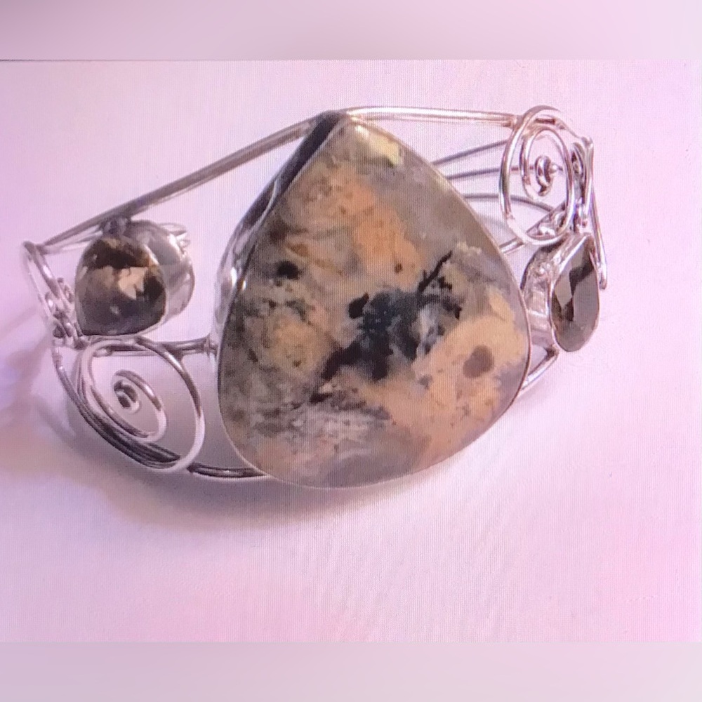 Astrophylite Smokey Topaz 925 Sterling Silver Cuff Bracelet